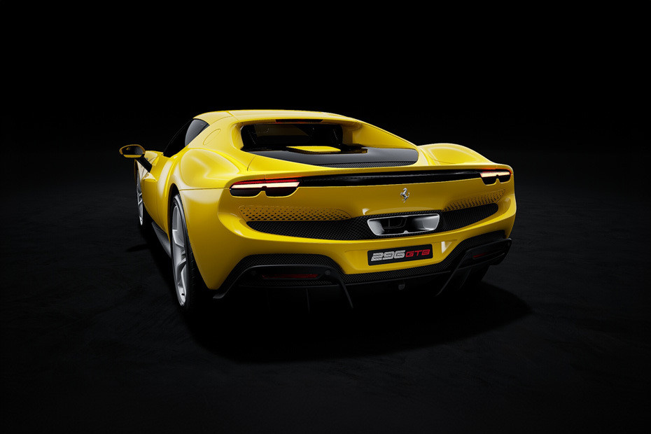 Rear Cross Side View of Ferrari 296 GTB