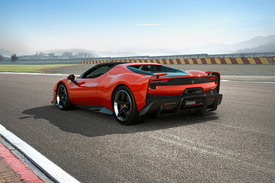 Rear Cross Side View of Ferrari 296 Speciale A