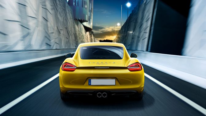 Full Rear View of Porsche Cayman S