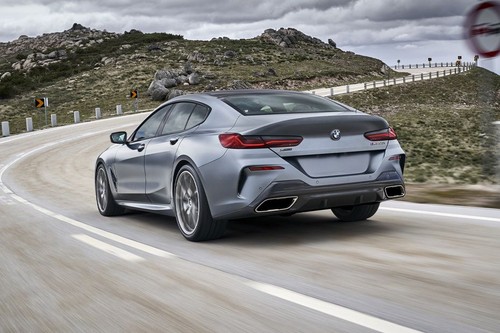 Rear Cross Side View of BMW 8 Series Gran Coupe