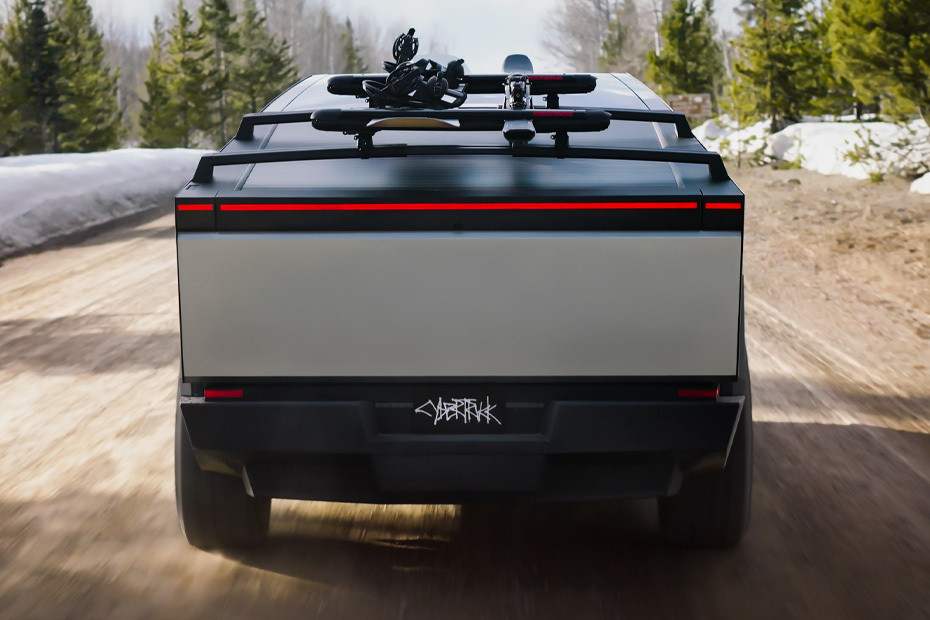Full Rear View of Tesla Cybertruck