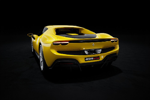 Rear Cross Side View of Ferrari 296 GTB