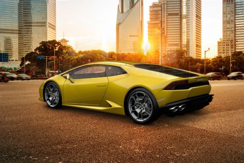 Rear Cross Side View of Lamborghini Huracan