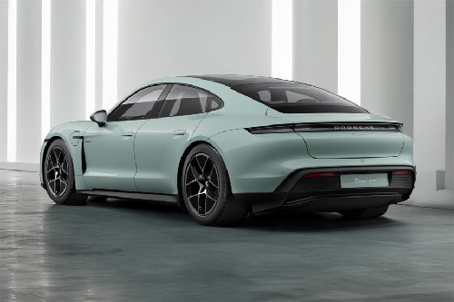 Rear Cross Side View of Porsche Taycan